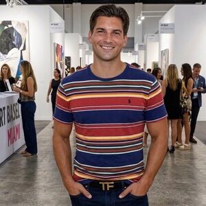 Polo by Ralph Lauren Multicolor Striped Crewneck Tee - Navy, Red, Yellow